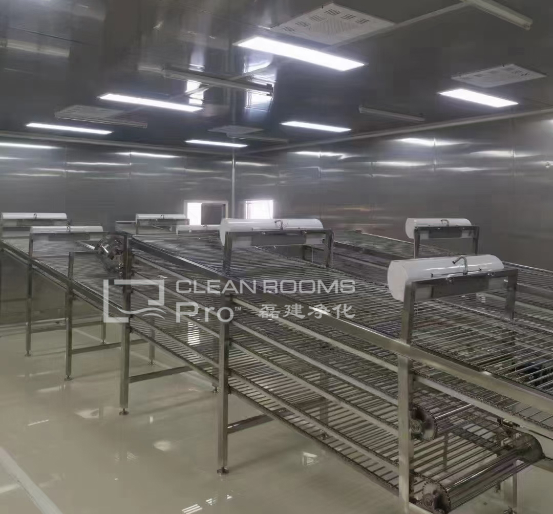 浙江油炸食品廠不銹鋼10萬級(jí)凈化車間裝修施工工程案例 (2)